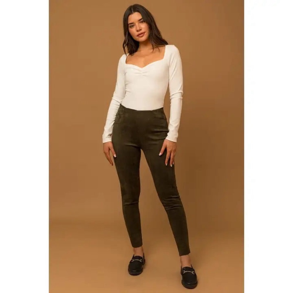 Suede Leggings- NWT Olive